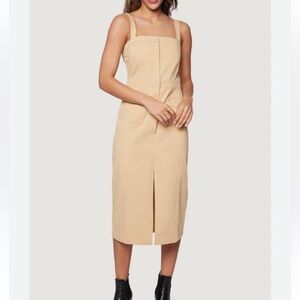 Lost +Wander high bluff women’s midi dress cotton minimalist neutral sand M